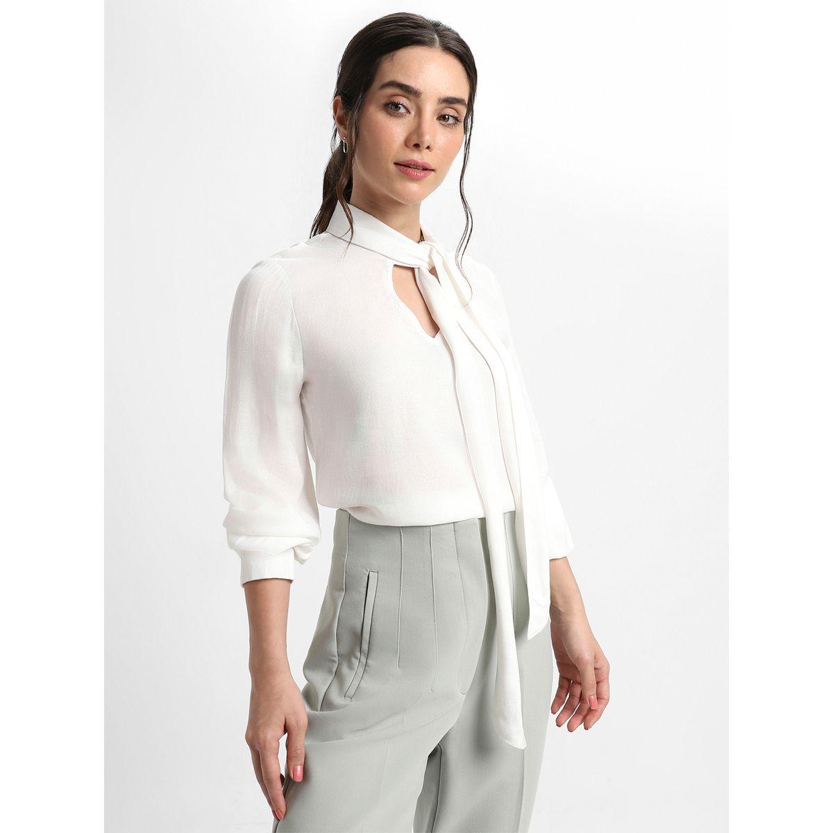 بلوزة بقصة عادية مع ياقة باربطة دينيس لينجو × ستايلي-women-clothing-shirtsandblouses-blouses-image-1