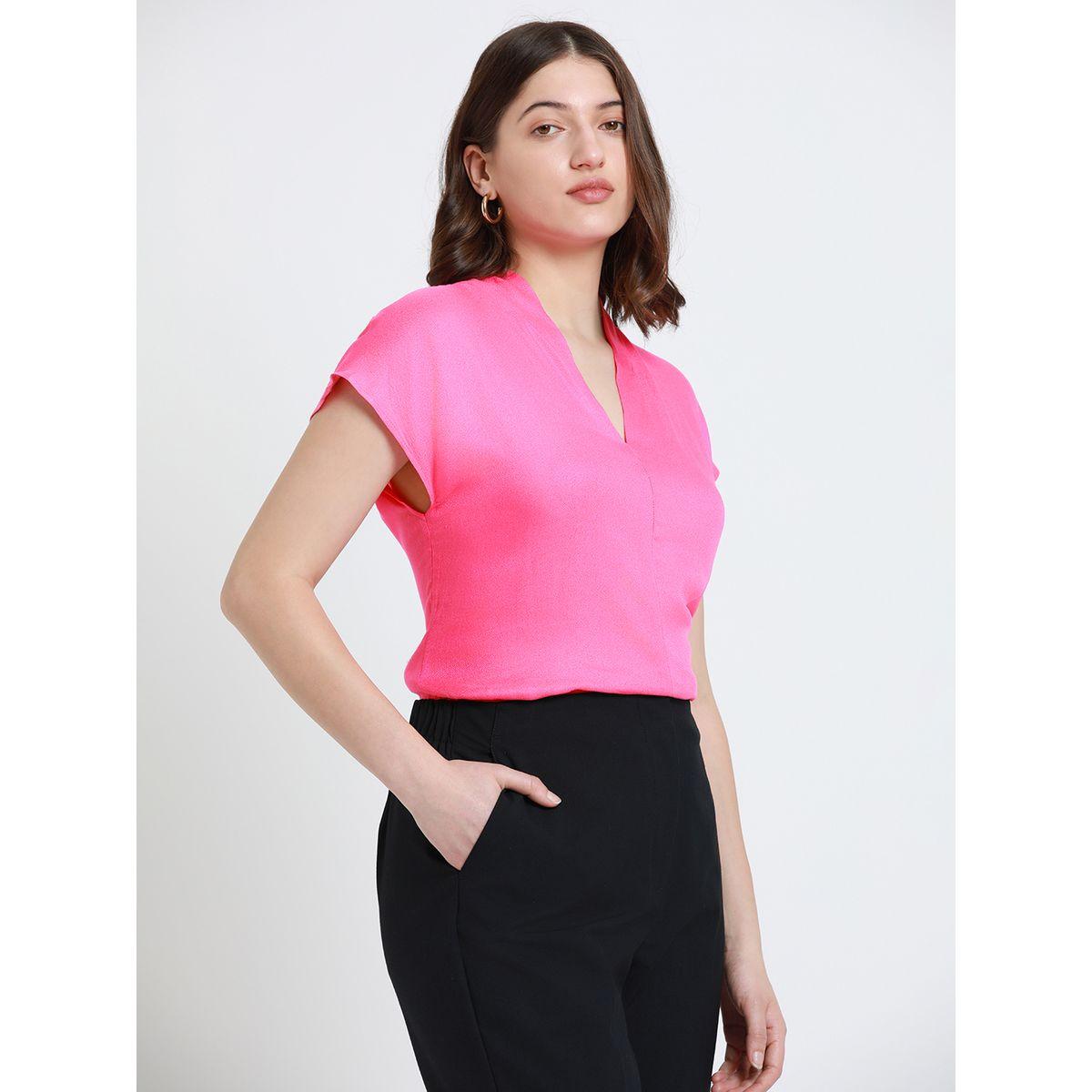 Dennis Lingo X Styli  V Neck Regular Fit Solid Top-women-clothing-shirtsandblouses-blouses-image-2