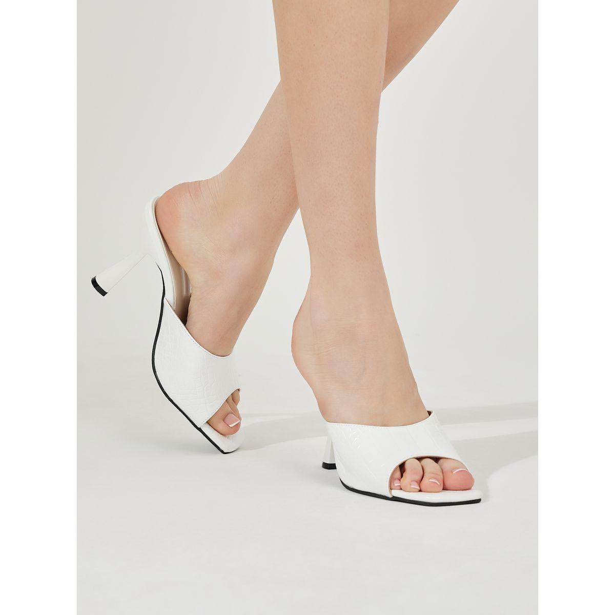 Styli Textured Wide Strap Heeled Sandals-women-shoes-heels-image-1