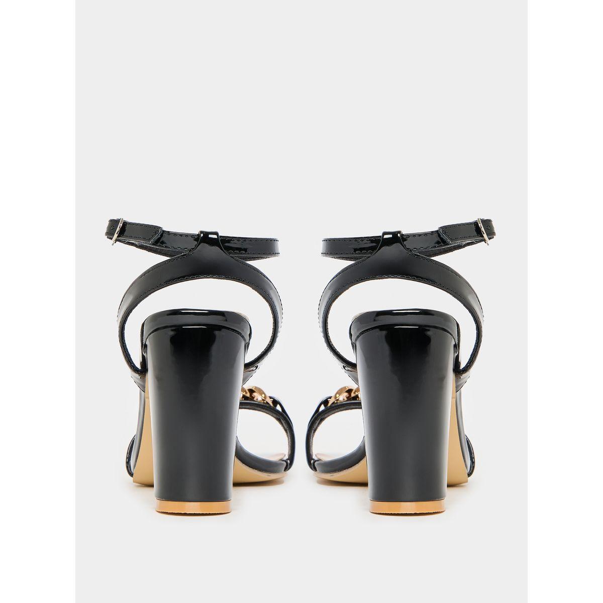 Styli Embellished Chain Decor Block Heel Sandals-women-shoes-heels-image-4