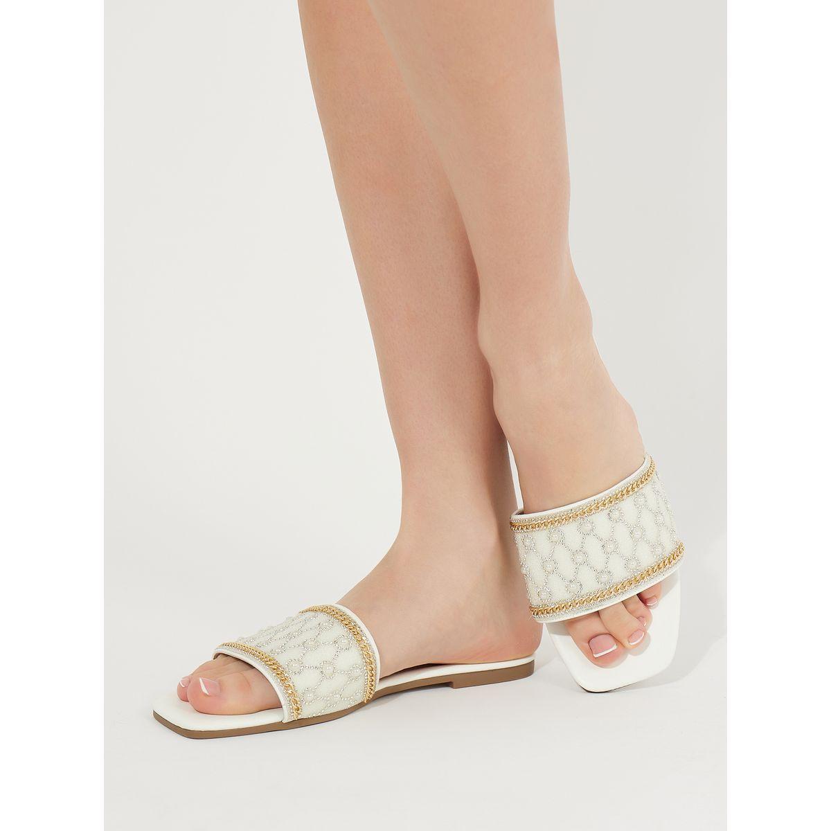 Styli Pearl Embellished Flat Sandals-women-shoes-sandals-flats-image-1
