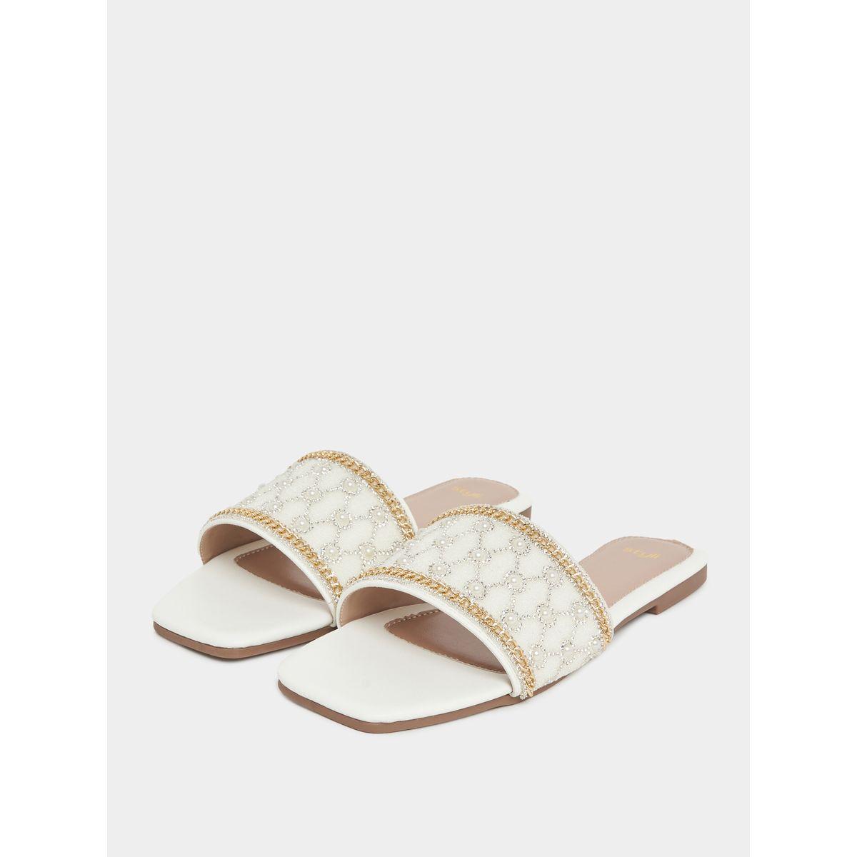 Styli Pearl Embellished Flat Sandals-women-shoes-sandals-flats-image-3