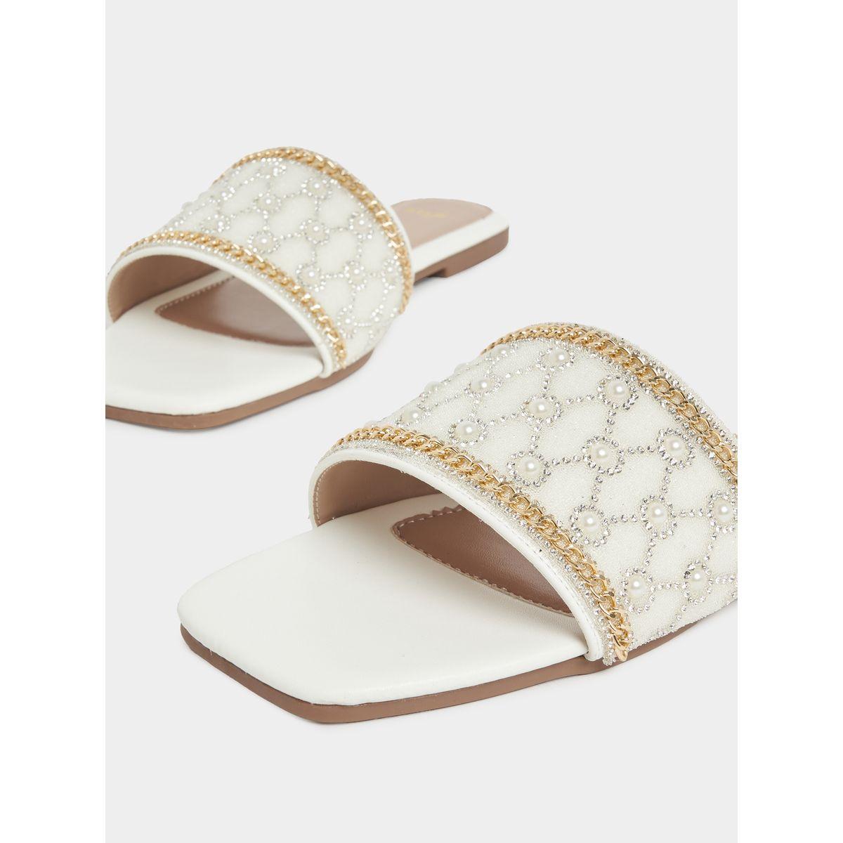 Styli Pearl Embellished Flat Sandals-women-shoes-sandals-flats-image-4