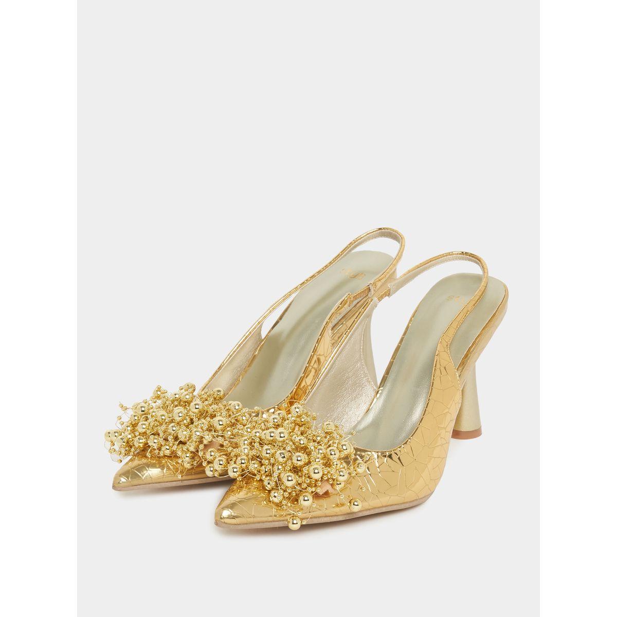Styli Beaded Design Textured Slingback Pumps-women-shoes-heels-image-1
