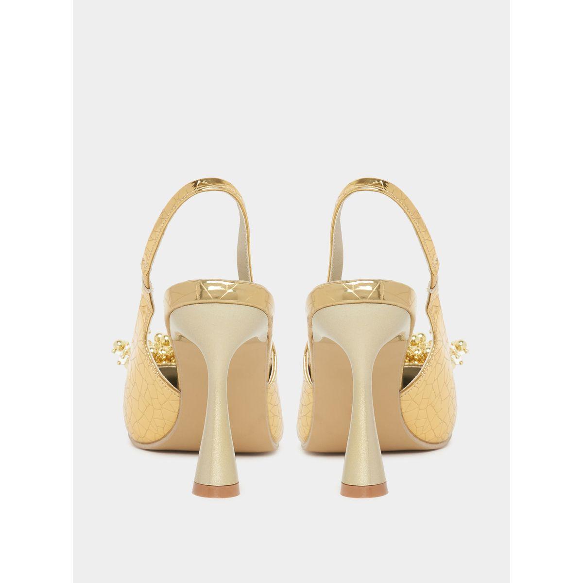Styli Beaded Design Textured Slingback Pumps-women-shoes-heels-image-5