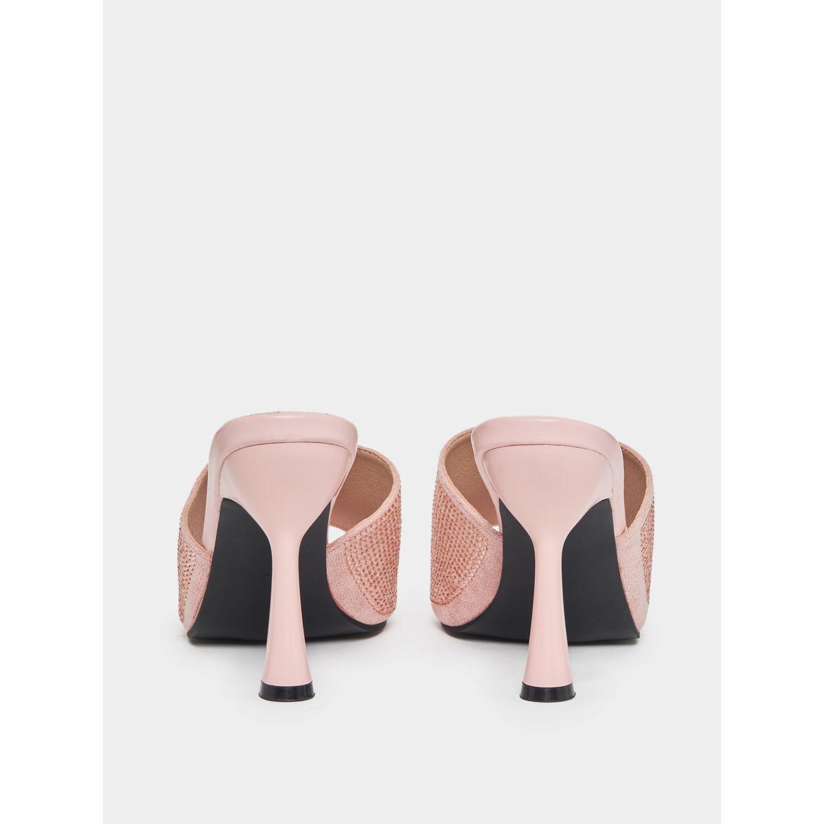 Styli Rhinestone Decor Mule Heeled Sandals-women-shoes-heels-image-4