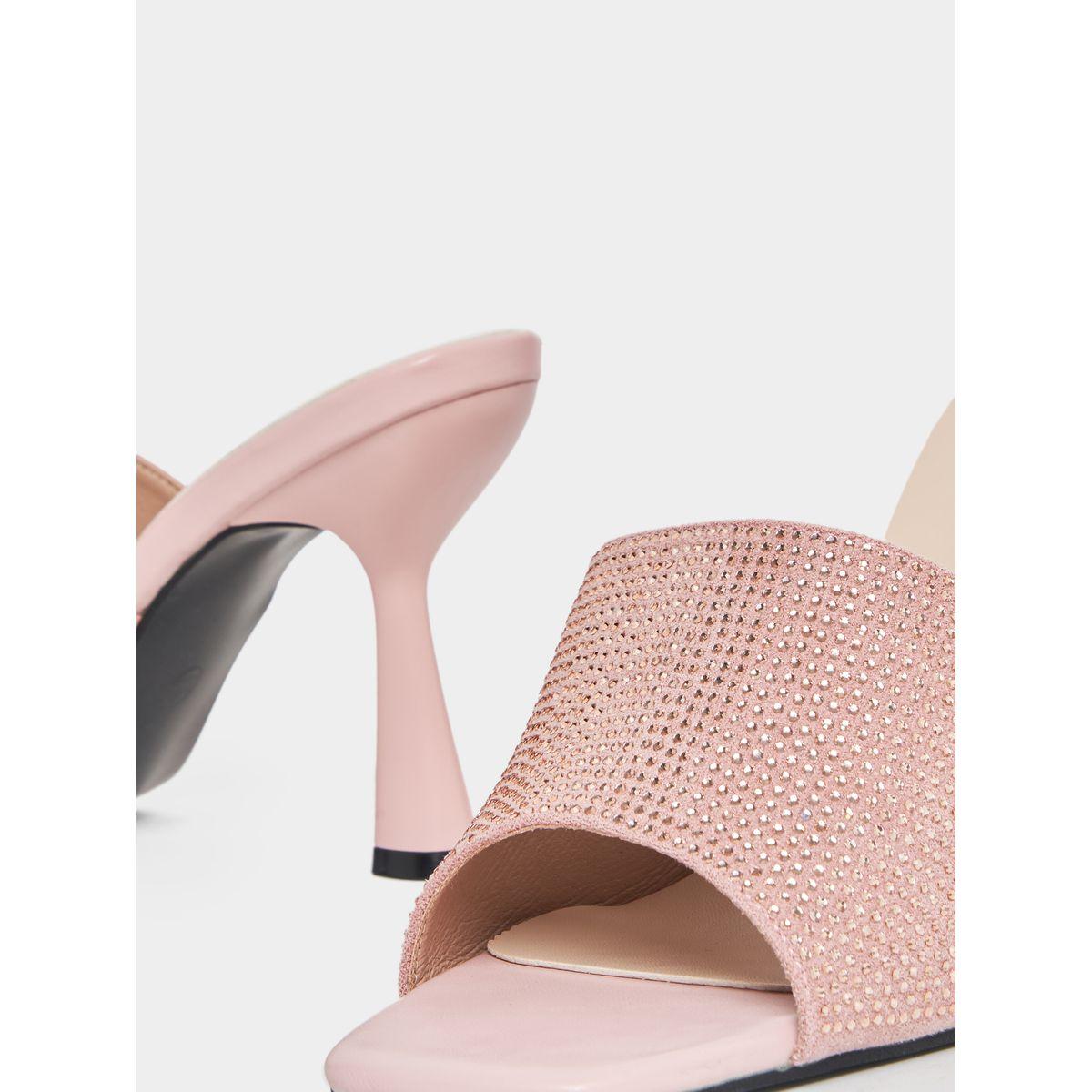 Styli Rhinestone Decor Mule Heeled Sandals-women-shoes-heels-image-5