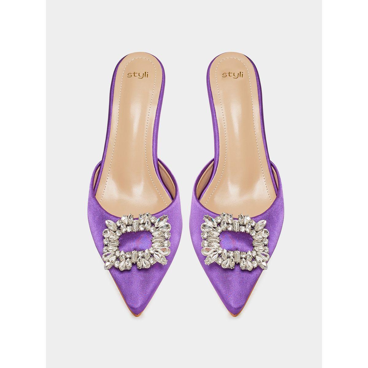 Styli Buckle Embellished Satin High Heel Pumps-women-shoes-heels-image-6