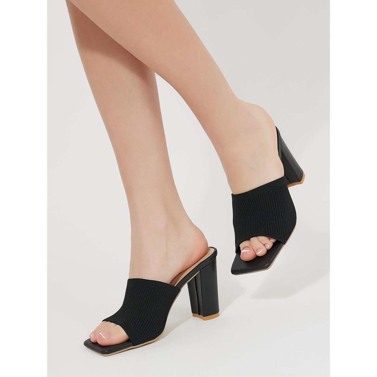 Styli Solid Open Toe  Block Heel Sandals-women-shoes-heels-image-1