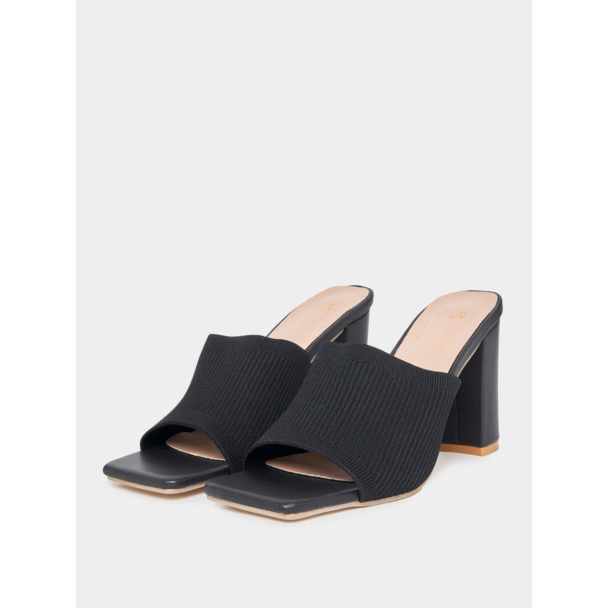 Styli Solid Open Toe  Block Heel Sandals-women-shoes-heels-image-2
