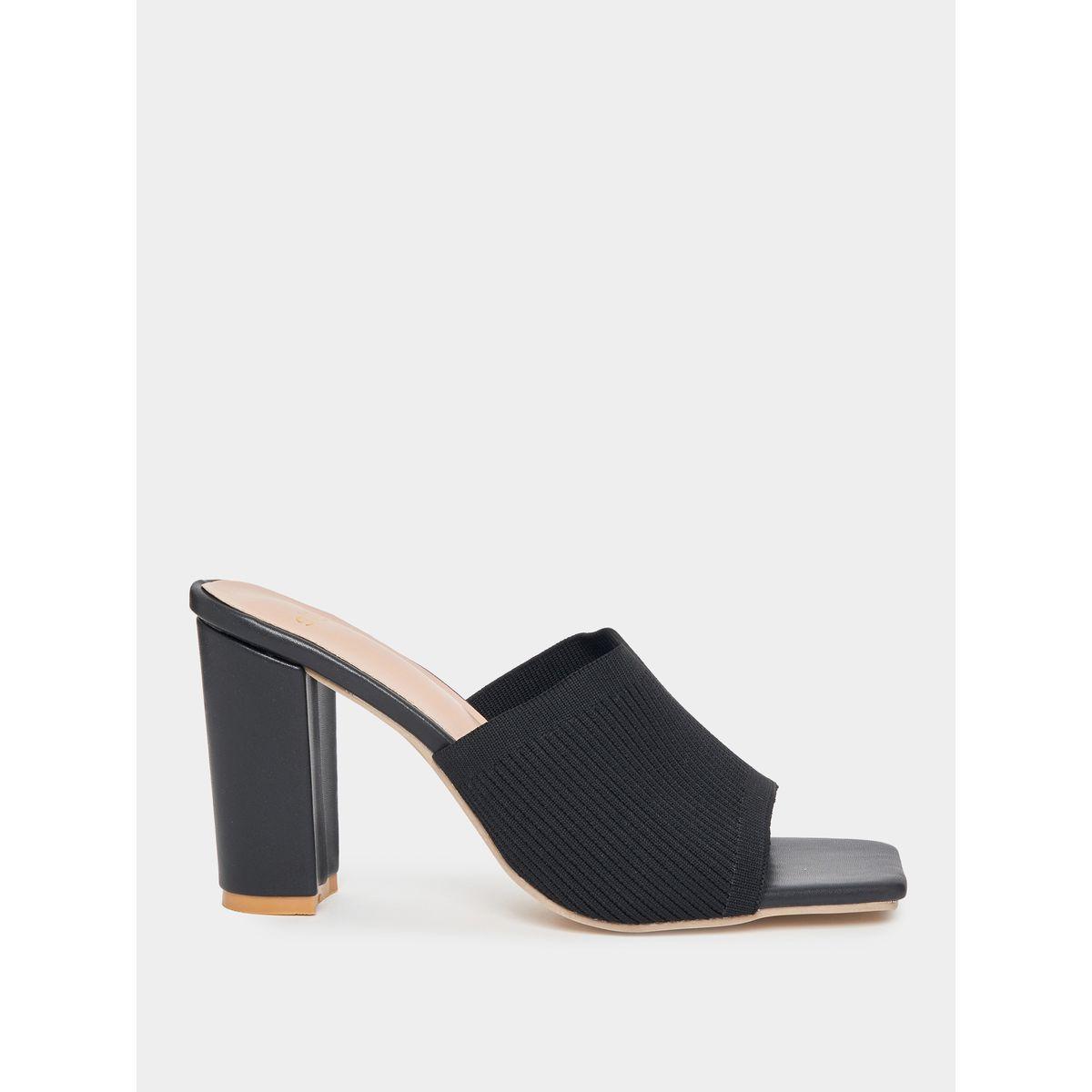 Styli Solid Open Toe  Block Heel Sandals-women-shoes-heels-image-3