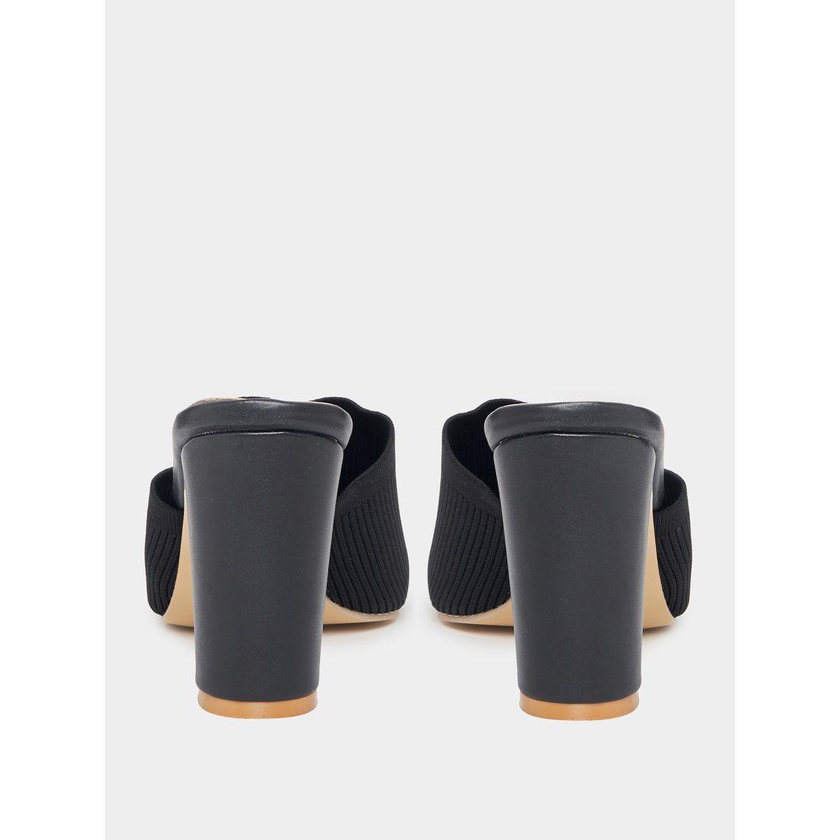 Styli Solid Open Toe  Block Heel Sandals-women-shoes-heels-image-4