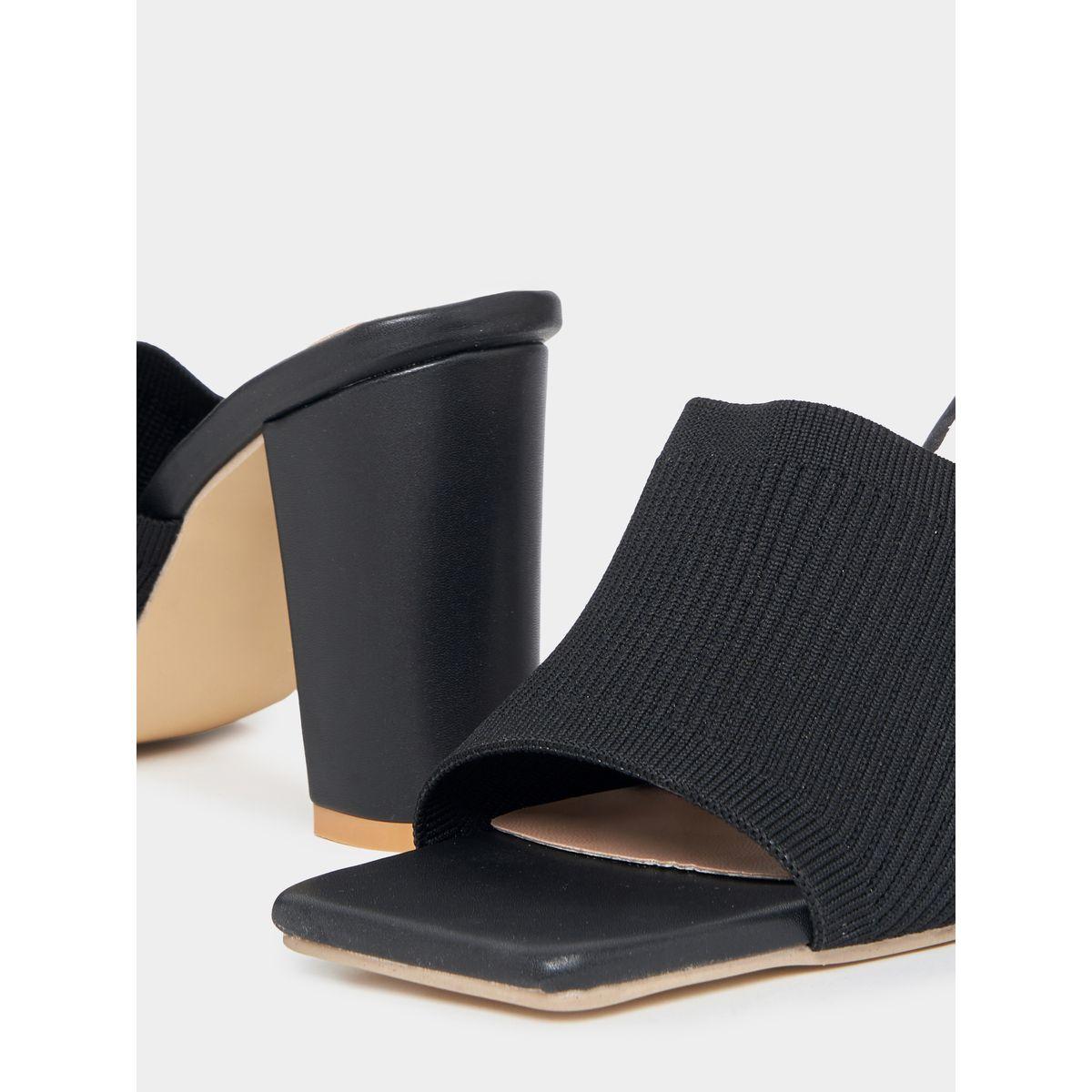 Styli Solid Open Toe  Block Heel Sandals-women-shoes-heels-image-5