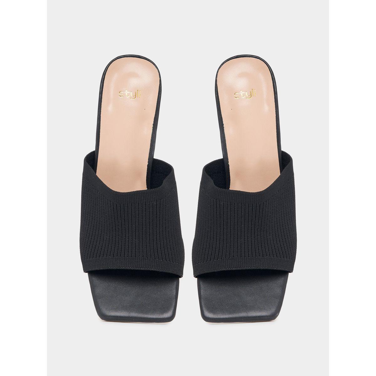 Styli Solid Open Toe  Block Heel Sandals-women-shoes-heels-image-6