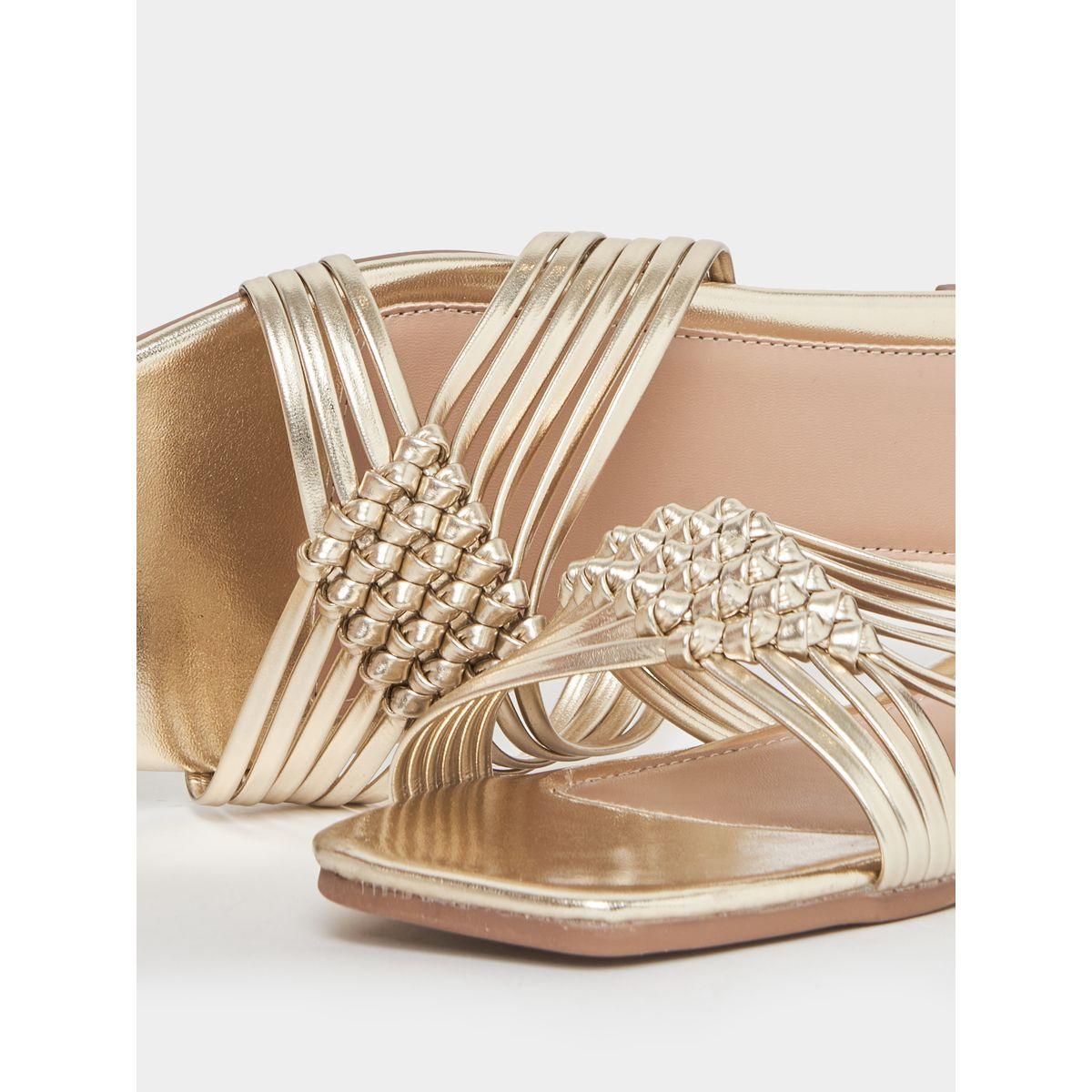 Styli Metallic Cross Strap Flat Sandals-women-shoes-sandals-flats-image-5