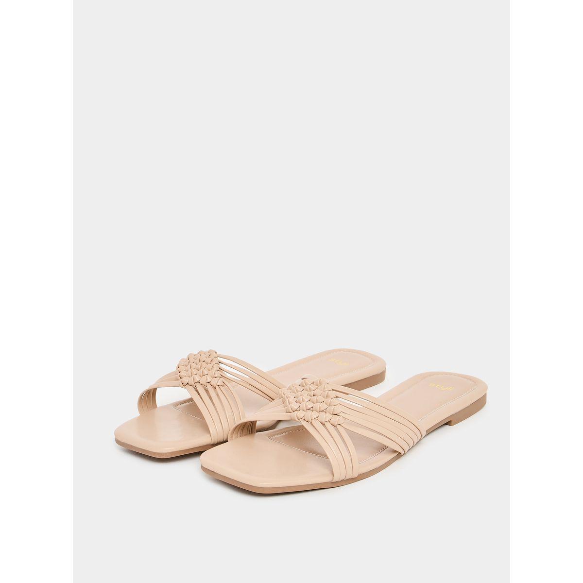 Styli Solid Cross Strap Flat Sandals-women-shoes-sandals-flats-image-2
