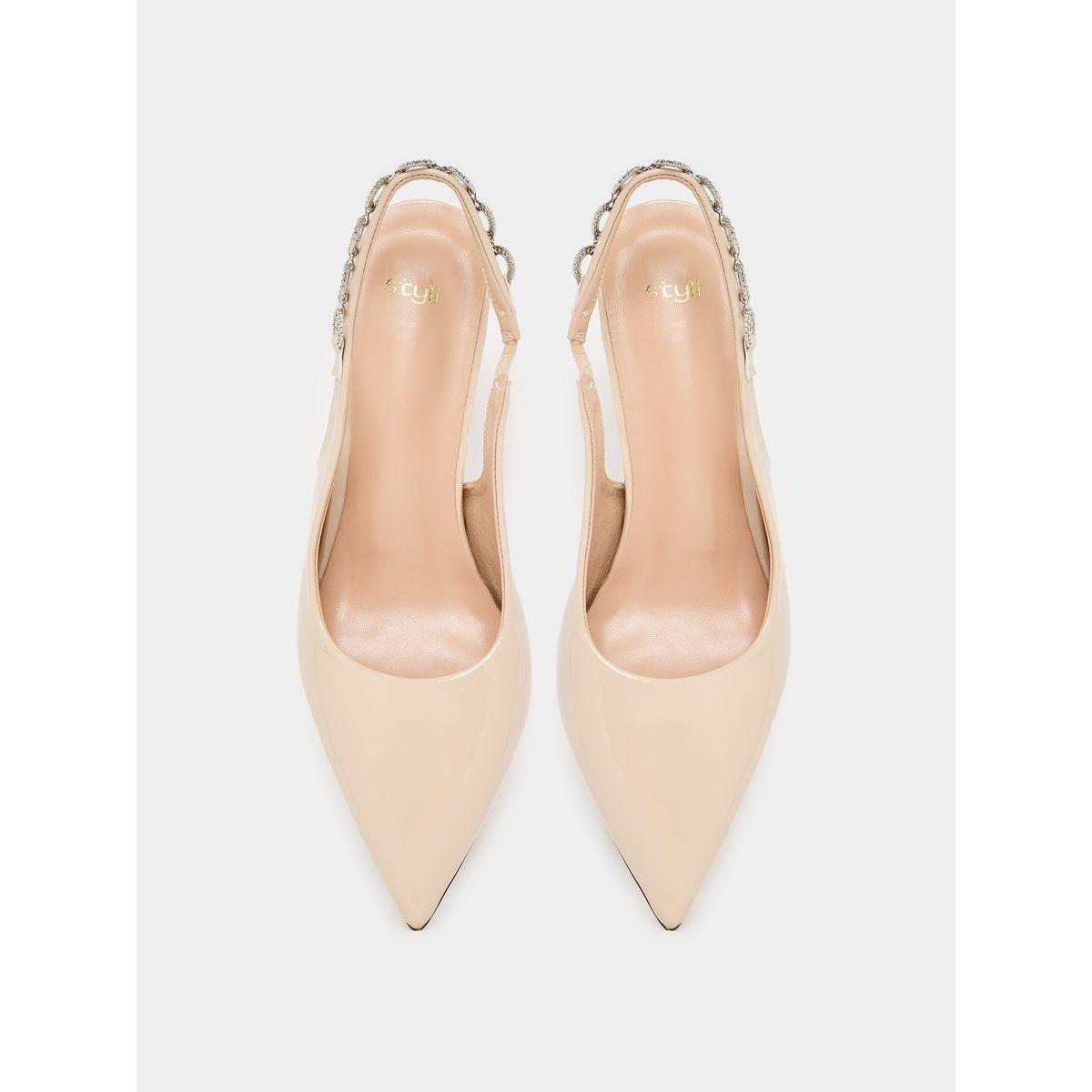 Styli Embellished Slingback Pointed Toe Pumps-women-shoes-heels-image-5