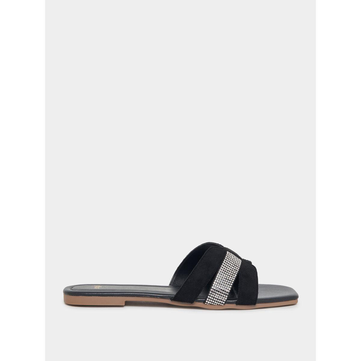 Styli Rhinestone Decor Flat Sandals-women-shoes-sandals-flats-image-1