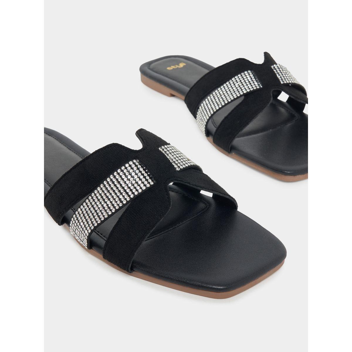 Styli Rhinestone Decor Flat Sandals-women-shoes-sandals-flats-image-3