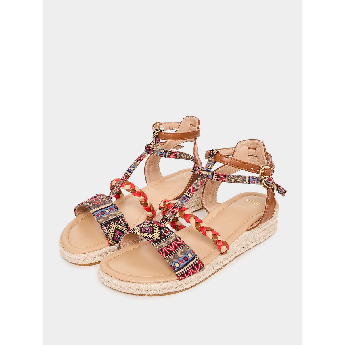 صندل فلات بسير كاحل وسير مضفر-women-shoes-sandals-flats-image-2