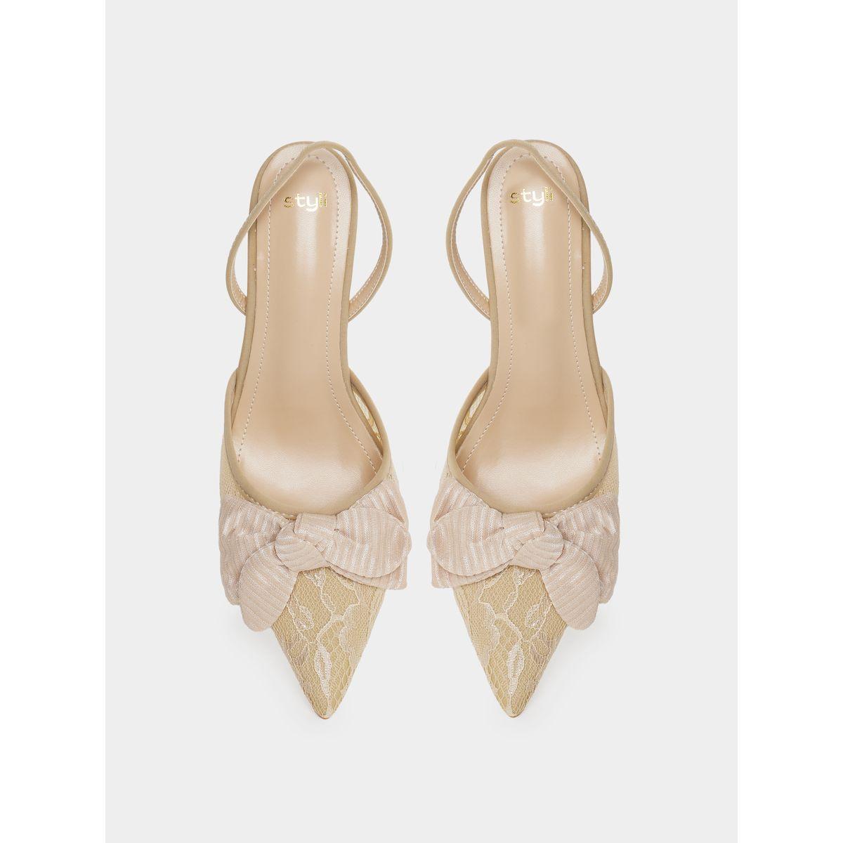 Styli Bow Decor Pointed Toe Slingback Shoes-women-shoes-heels-image-5