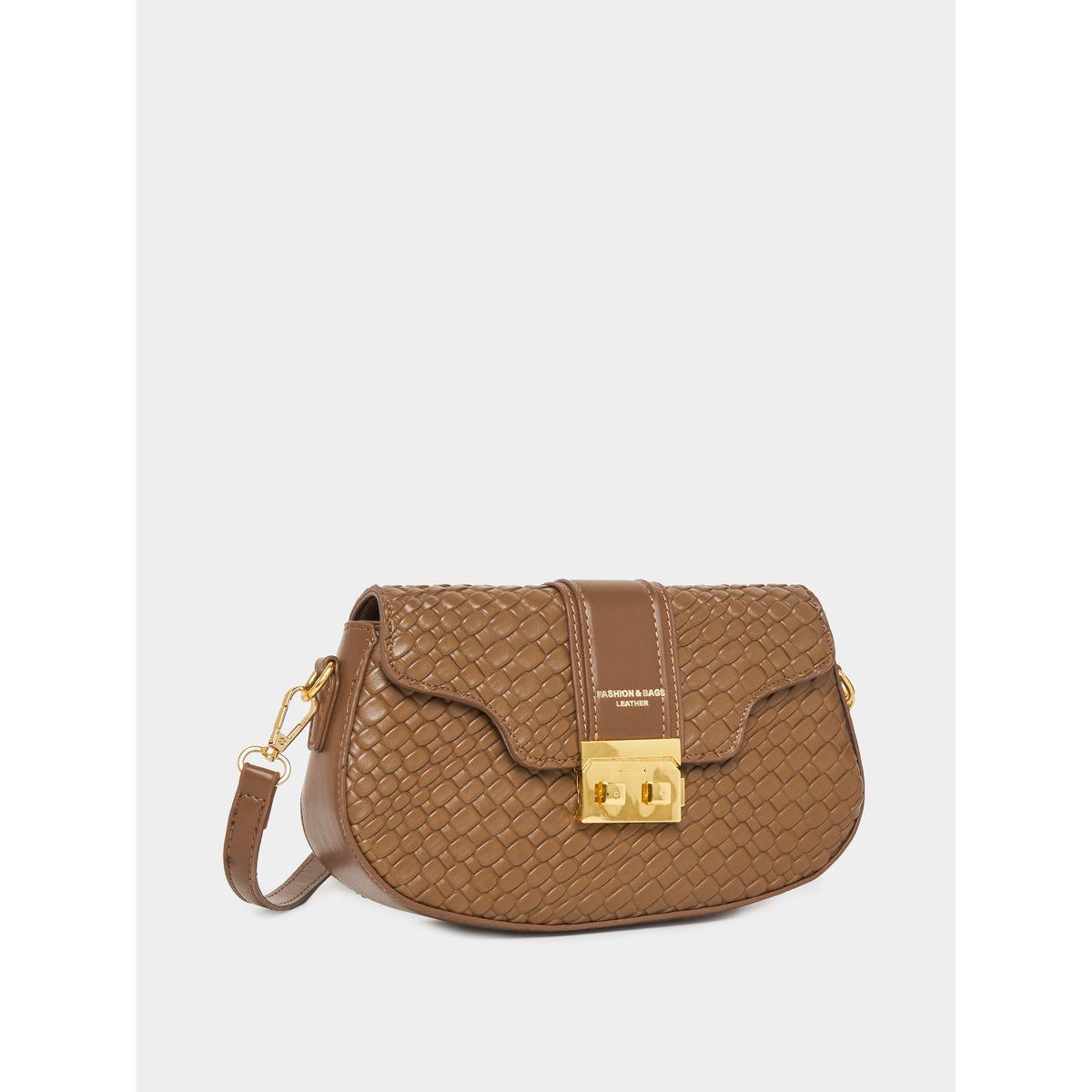 Styli Textured Shoulder Bag with Push-Lock-women-bagsandwallets-handbags-image-1