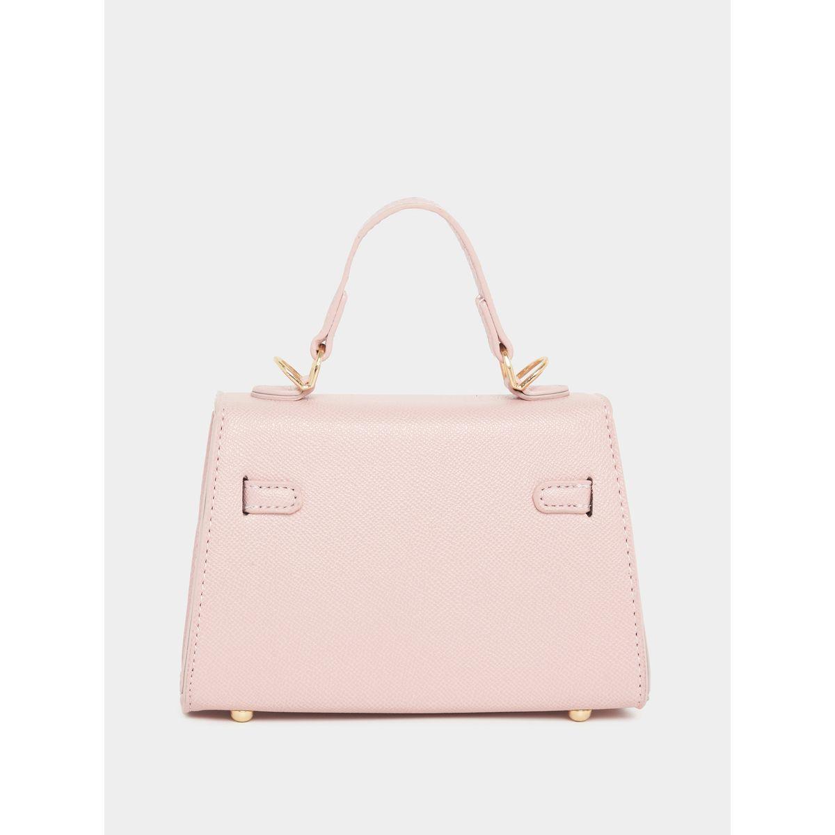 Styli Textured Handbag with Turn-Lock Closure-women-bagsandwallets-handbags-image-2