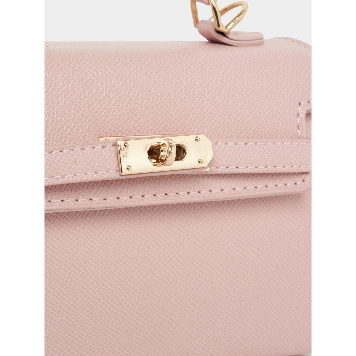 Styli Textured Handbag with Turn-Lock Closure-women-bagsandwallets-handbags-image-3
