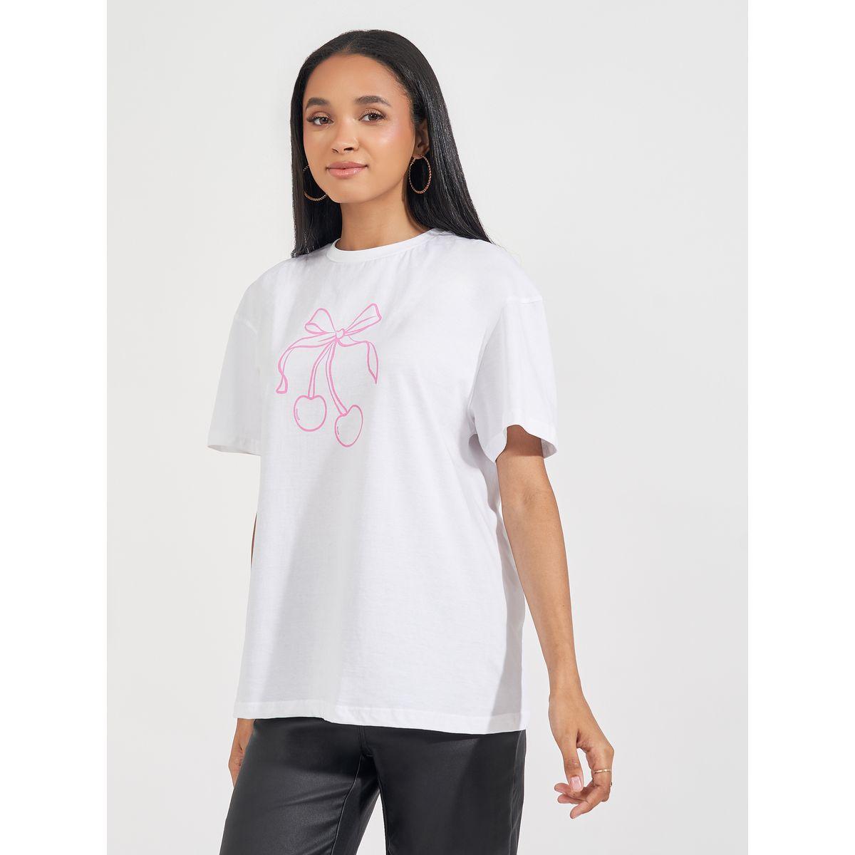 Styli Oversized Bow Graphic Print T-Shirt-women-clothing-tshirts-image-1