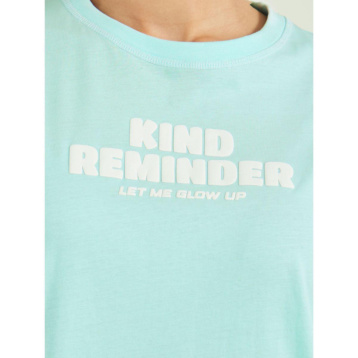 تيشيرت فضفاض بطبعة كتابة وياقة دائرية-women-clothing-tshirts-image-3