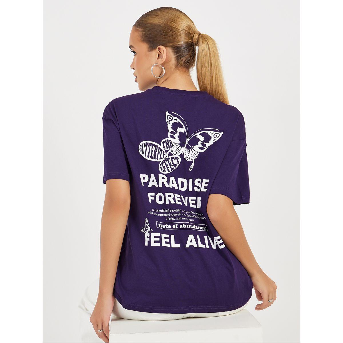 Styli Oversized Butterfly Graphic T-Shirt with Dropped Shoulder-women-clothing-tshirts-image-1