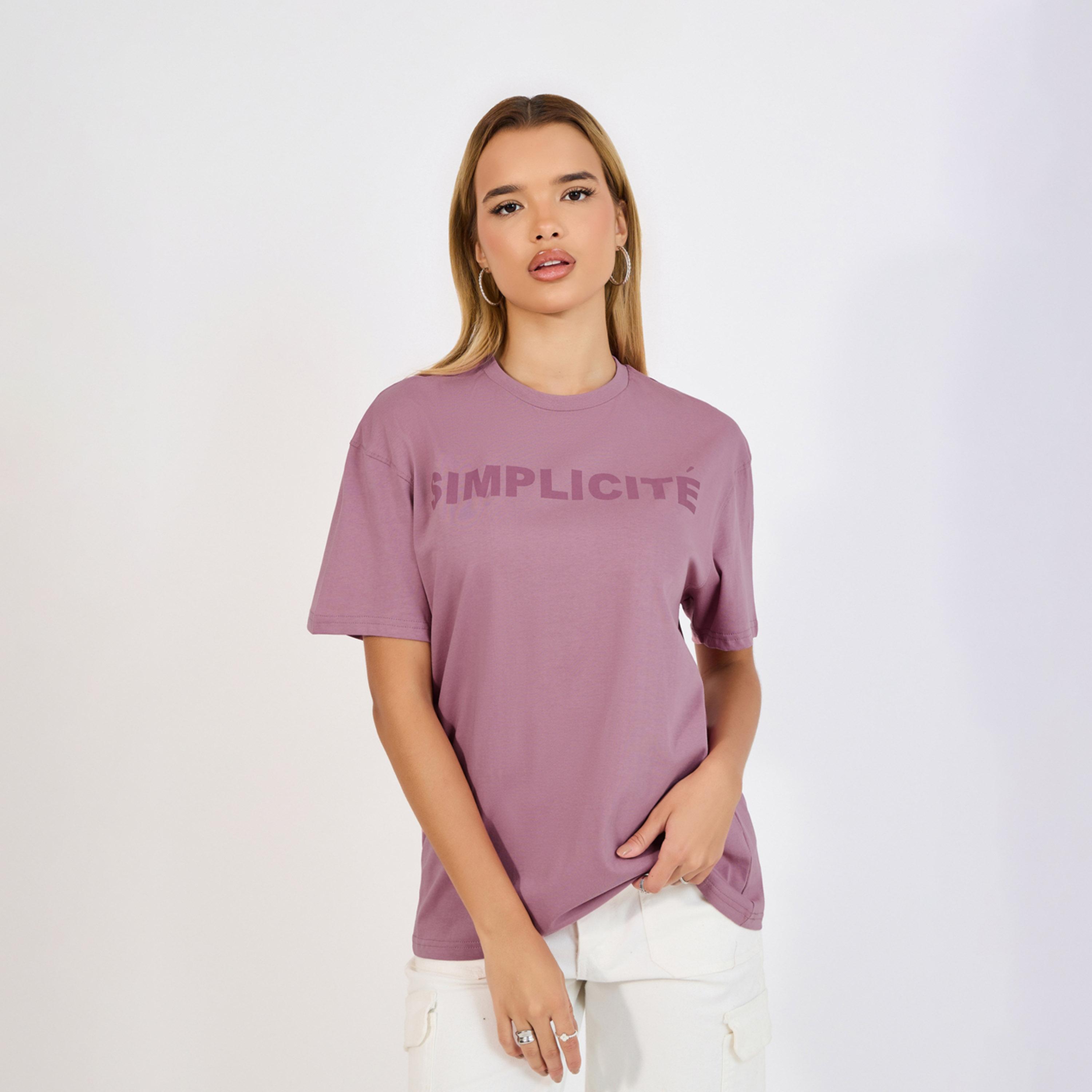 Styli Oversized Slogan Print Round Neck T-Shirt-women-clothing-tshirts-image-1