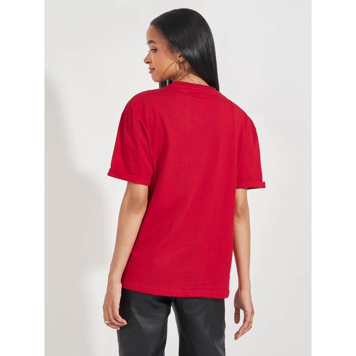 Styli Oversized Paris Print T-Shirt with Turn-Up Sleeves-women-clothing-tshirts-image-4