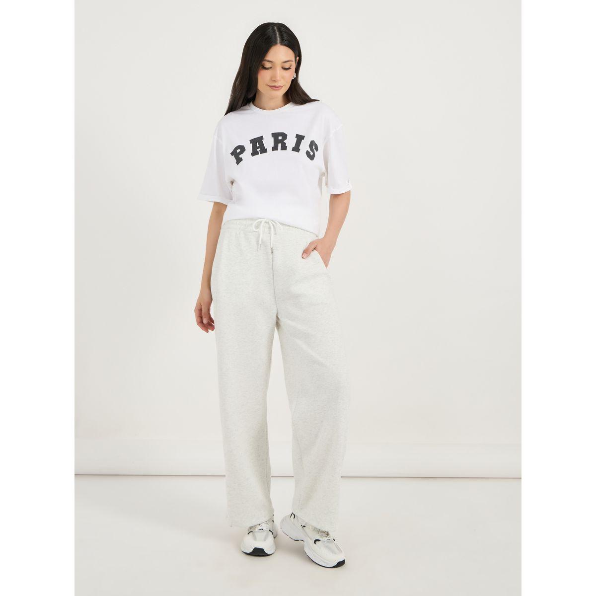 Styli Oversized Paris Print T-Shirt with Turn-Up Sleeves-women-clothing-tshirts-image-2