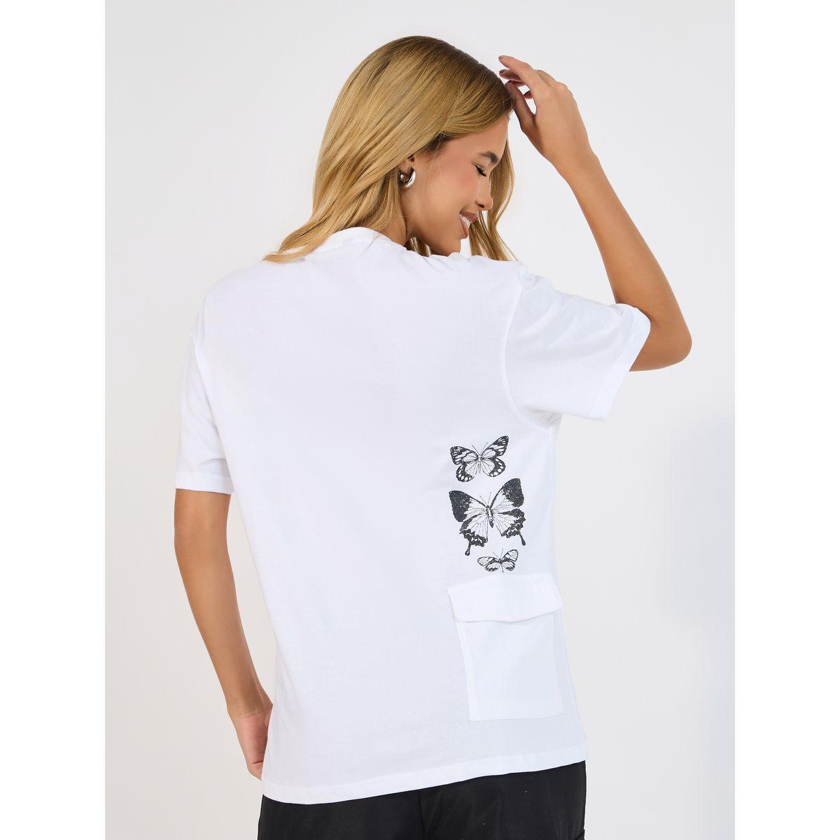 تيشيرت فضفاض بطبعة جرافيك وجيب-women-clothing-tshirts-image-1