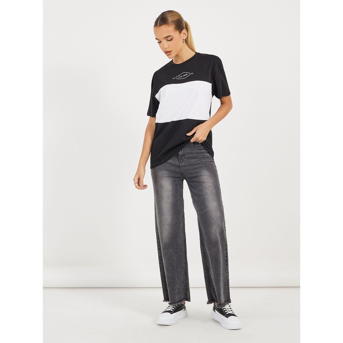 تيشيرت فضفاض بنمط كتل الالوان-women-clothing-tshirts-image-2