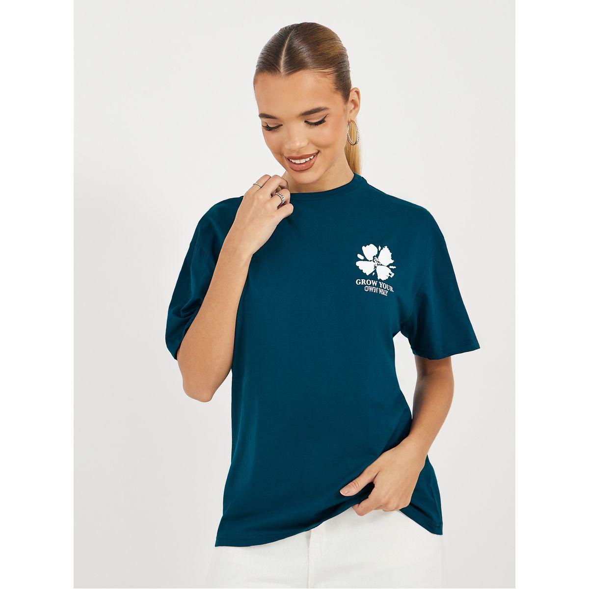 Styli Slogan Graphic Print Short Sleeve Oversized T-Shirt-women-clothing-tshirts-image-2