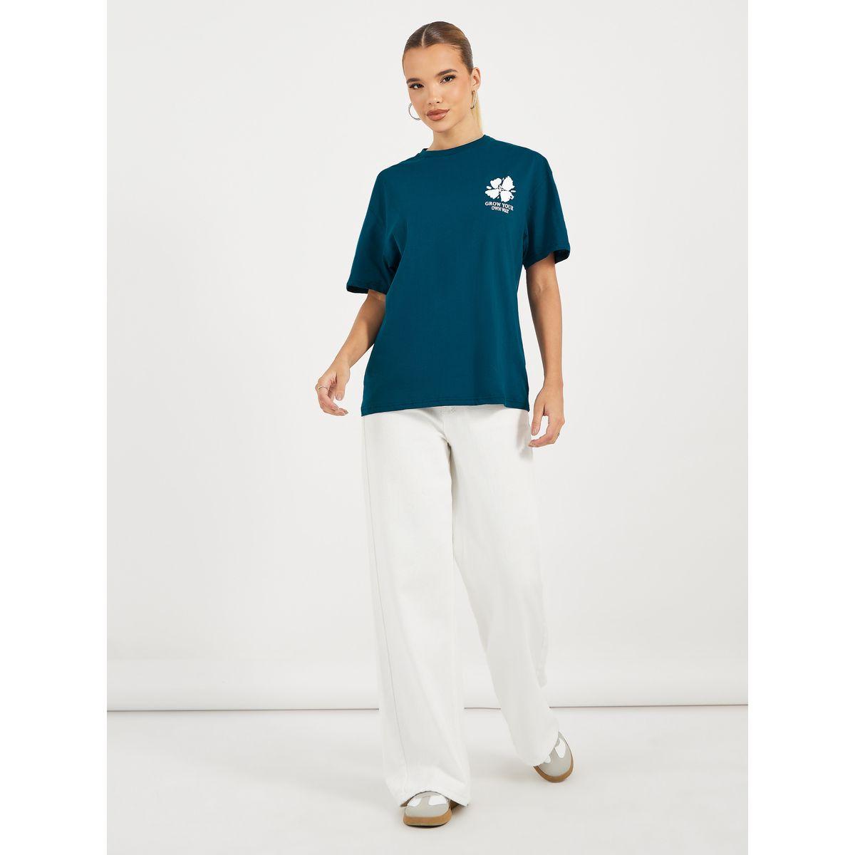Styli Slogan Graphic Print Short Sleeve Oversized T-Shirt-women-clothing-tshirts-image-3