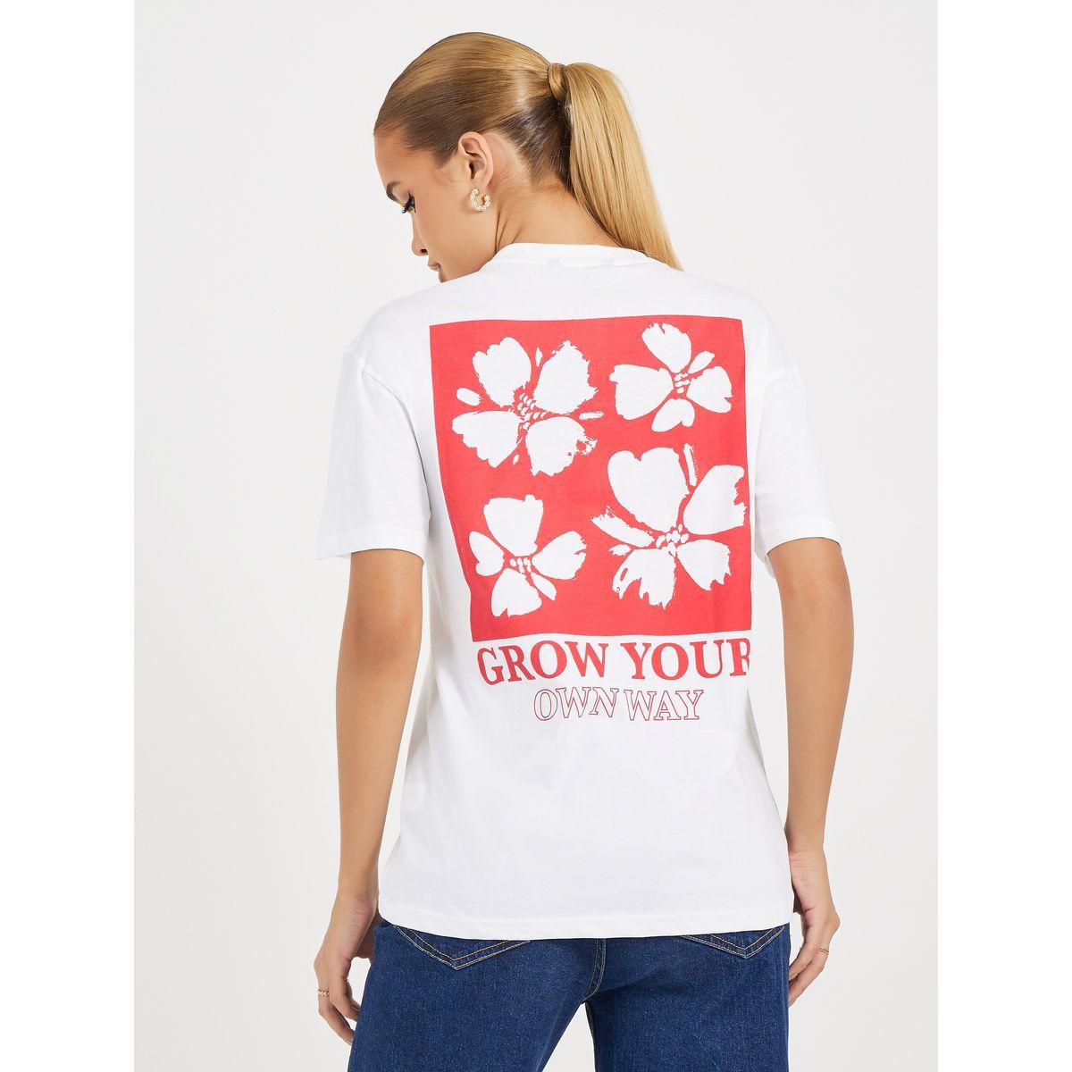 Styli Slogan Graphic Print Short Sleeve Oversized T-Shirt-women-clothing-tshirts-image-1