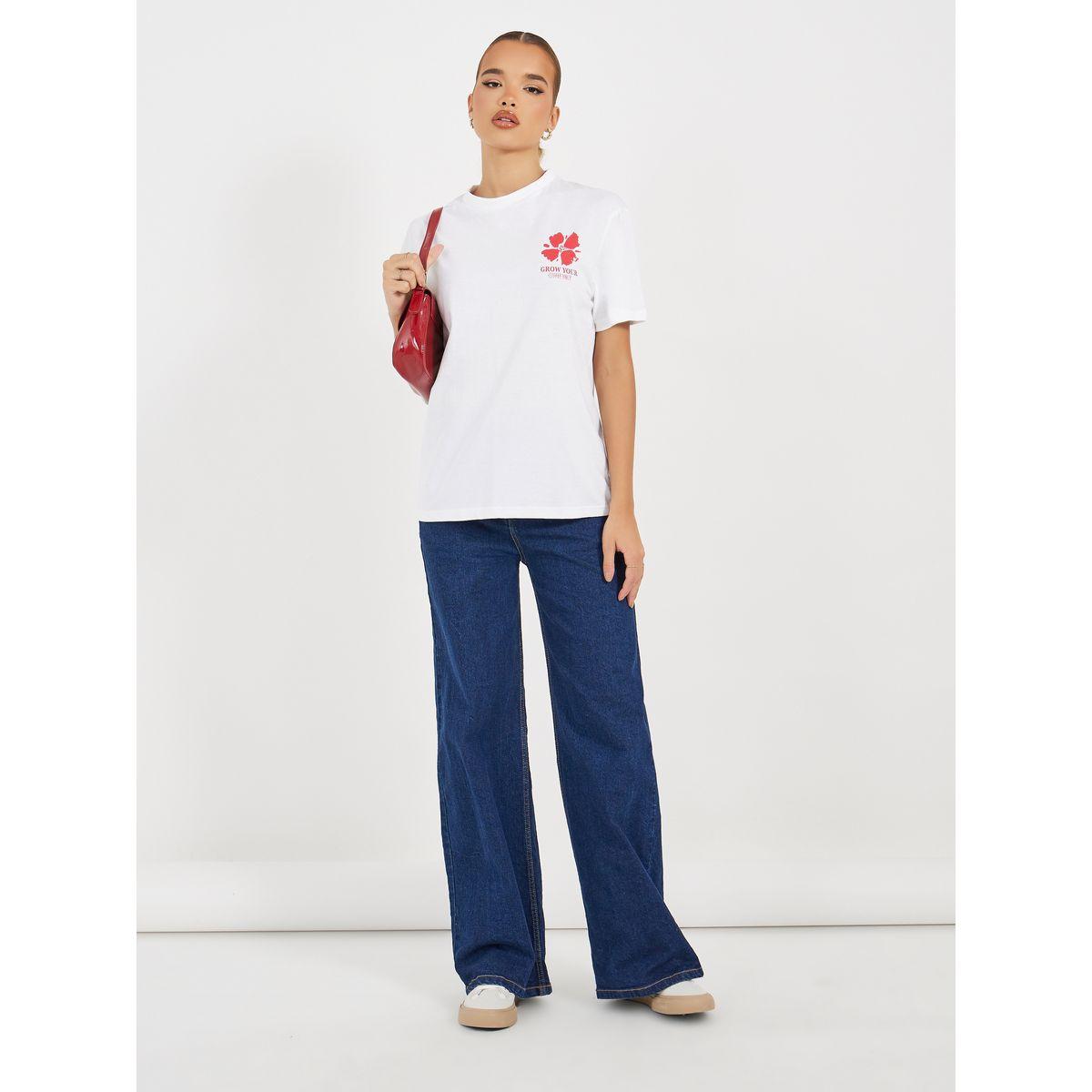 Styli Slogan Graphic Print Short Sleeve Oversized T-Shirt-women-clothing-tshirts-image-2