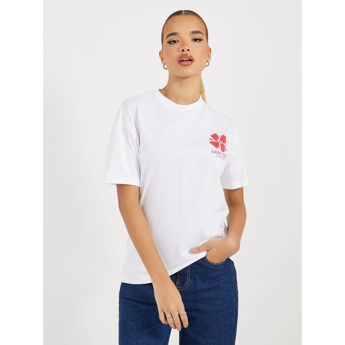 Styli Slogan Graphic Print Short Sleeve Oversized T-Shirt-women-clothing-tshirts-image-3