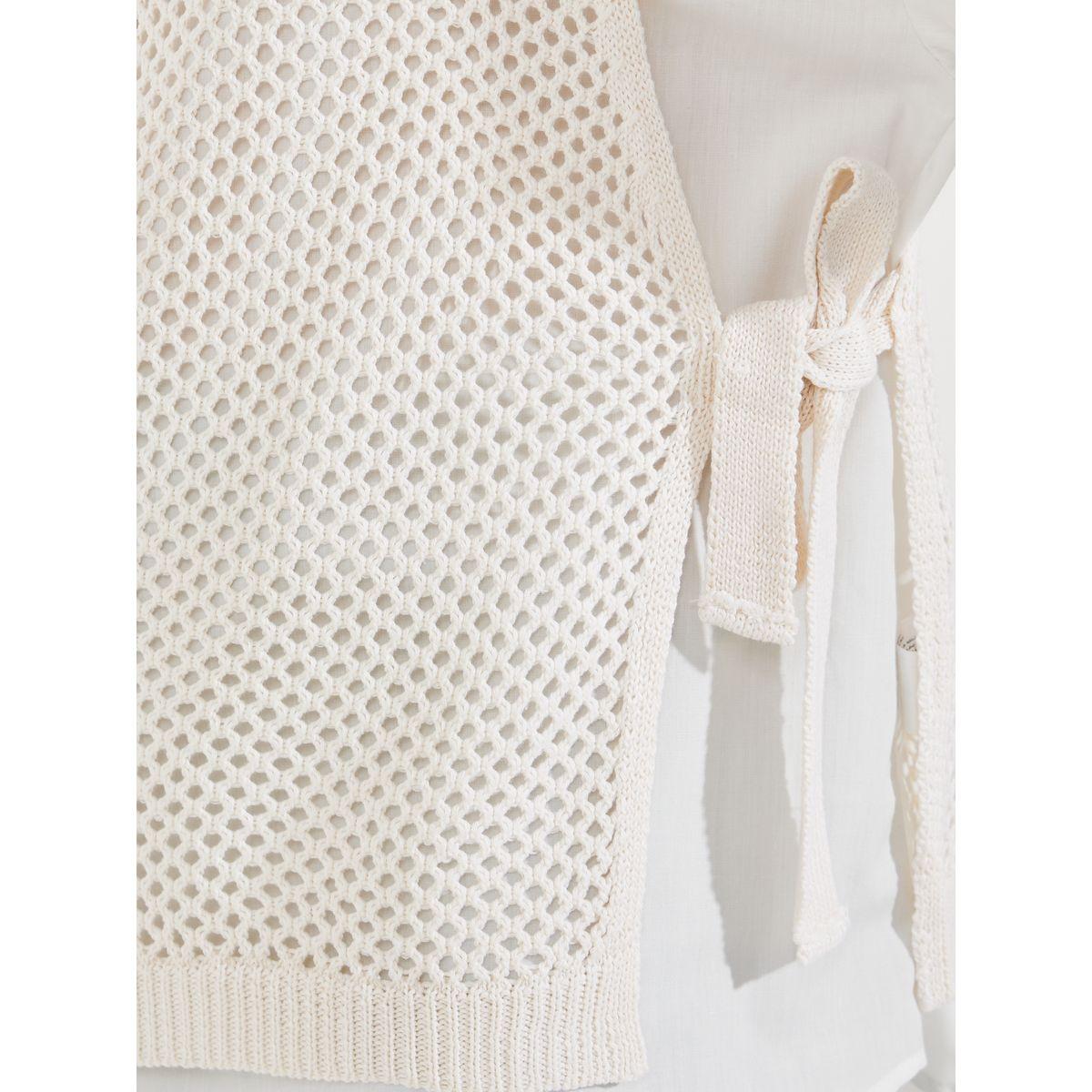 Styli Mesh Knit Insert Sleeveless Tank with Side Tie Up Detail-women-clothing-tshirts-image-3