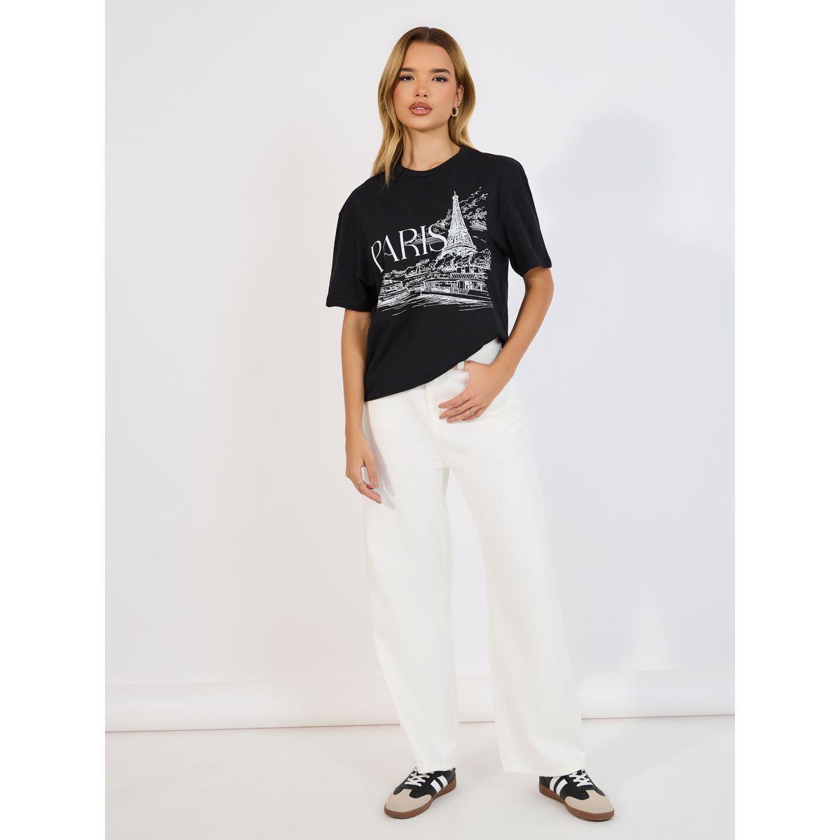 Styli Oversized Paris Graphic Print Round Neck T-Shirt-women-clothing-tshirts-image-2