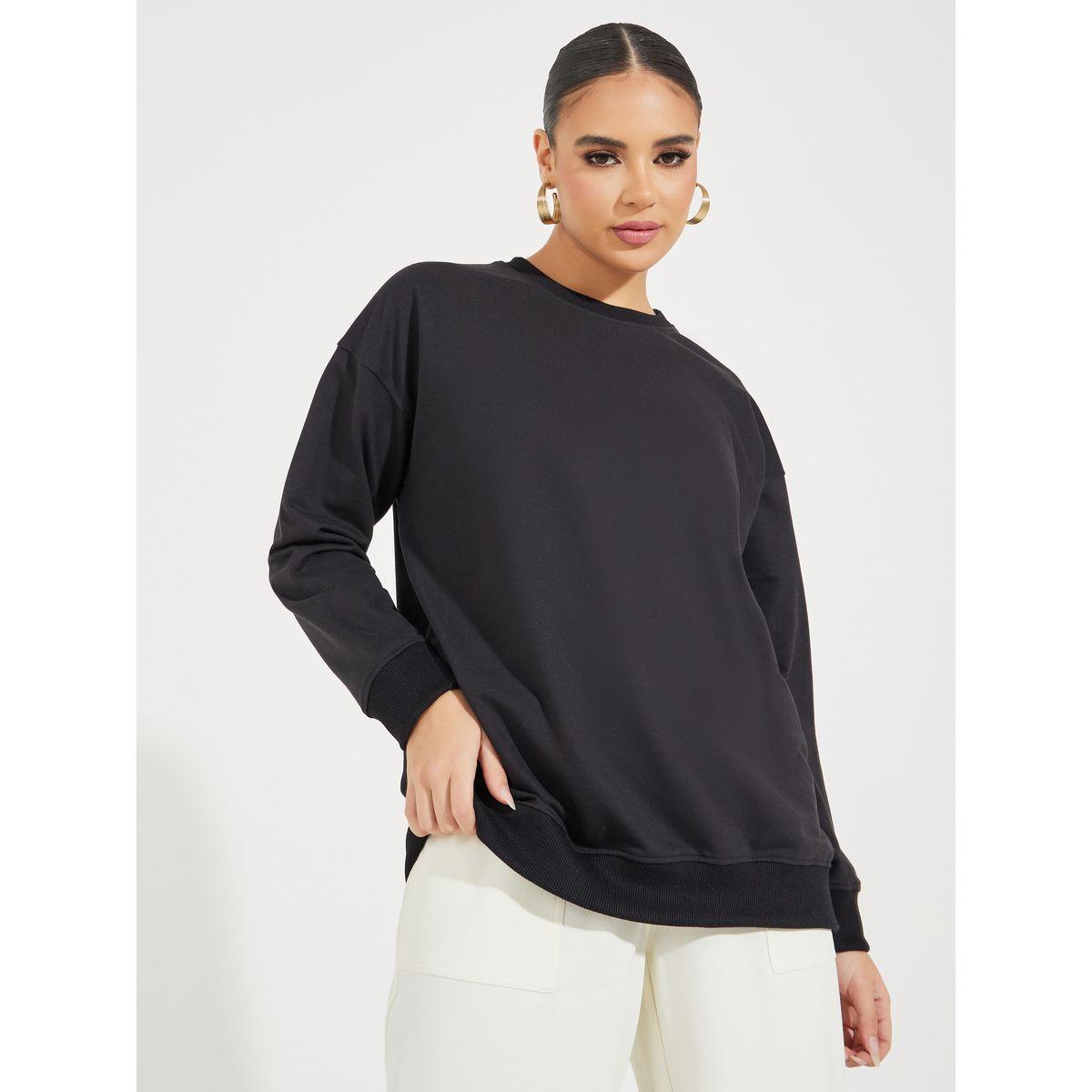 Styli Oversized Solid Longline Sweatshirt-women-winterwear-hoodiesandsweatshirts-sweatshirts-image-1