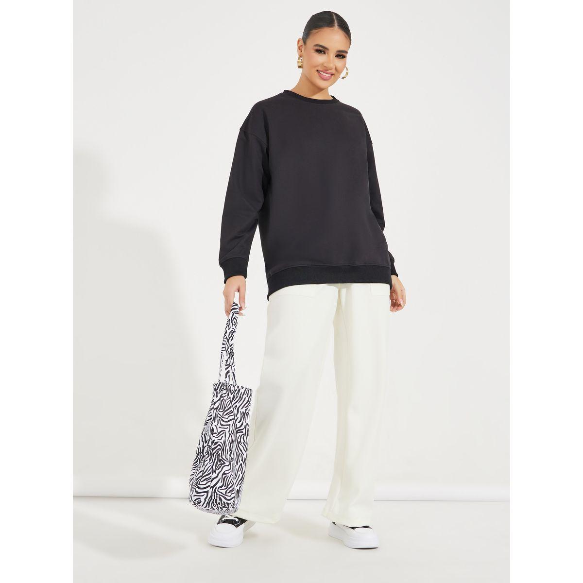 Styli Oversized Solid Longline Sweatshirt-women-winterwear-hoodiesandsweatshirts-sweatshirts-image-2