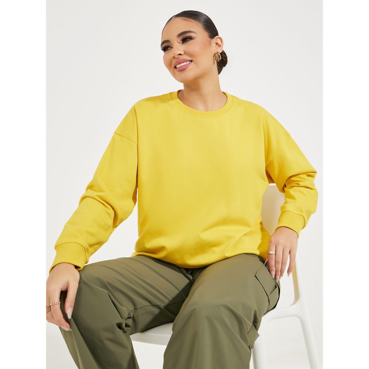 Styli Oversized Solid Longline Sweatshirt-women-winterwear-hoodiesandsweatshirts-sweatshirts-image-1
