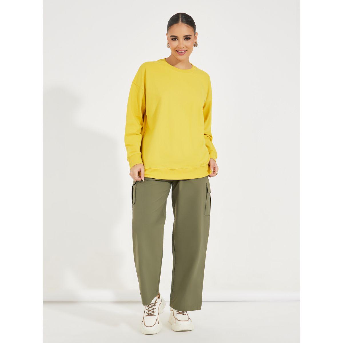 Styli Oversized Solid Longline Sweatshirt-women-winterwear-hoodiesandsweatshirts-sweatshirts-image-2