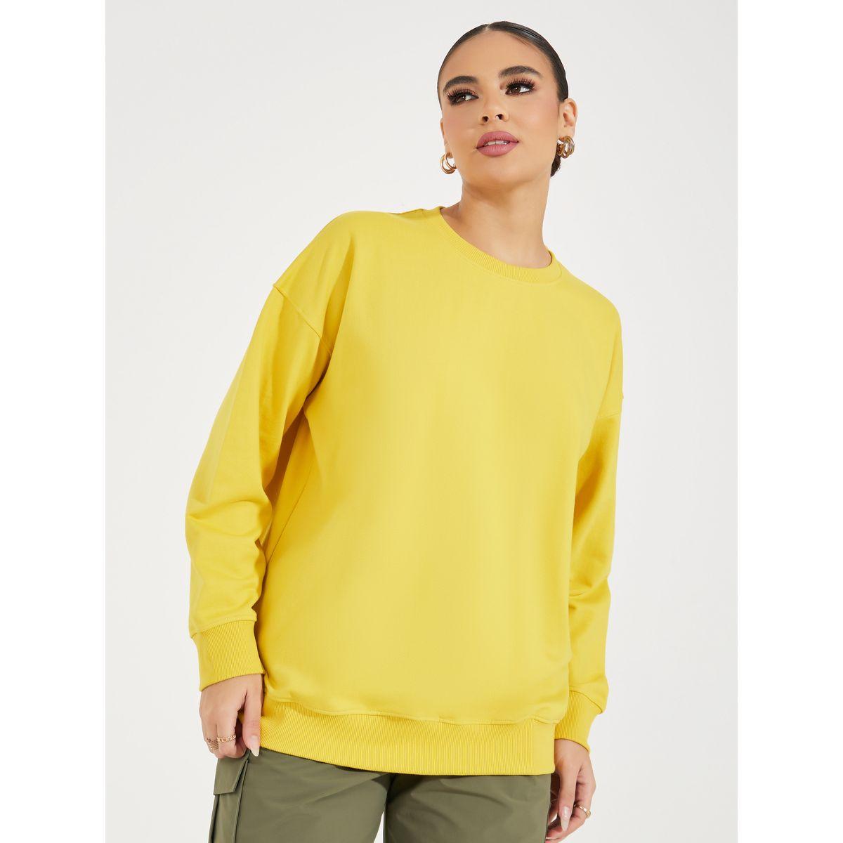 Styli Oversized Solid Longline Sweatshirt-women-winterwear-hoodiesandsweatshirts-sweatshirts-image-3
