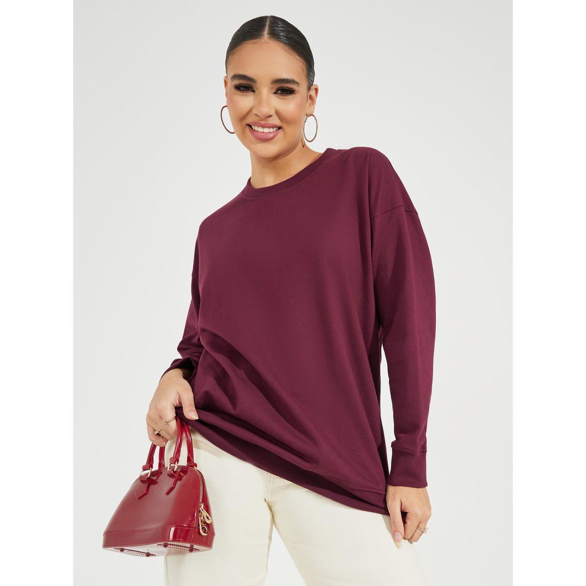 Styli Oversized Solid Longline Sweatshirt-women-winterwear-hoodiesandsweatshirts-sweatshirts-image-1