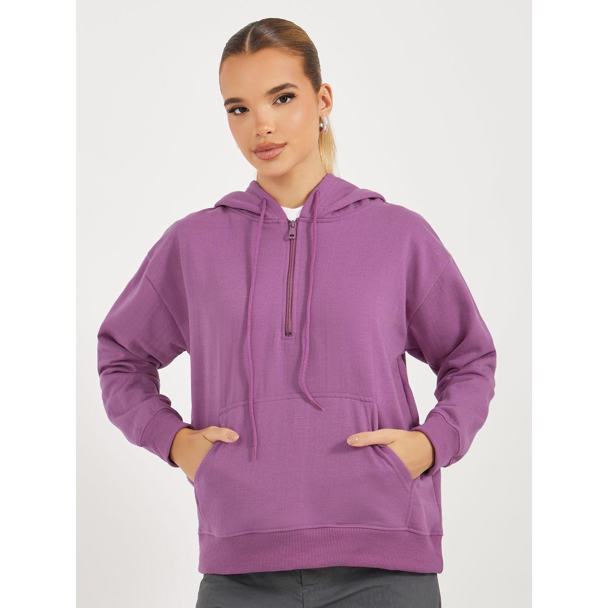 Styli Regular Fit Regular Length Half Zip Hoodie-women-winterwear-hoodiesandsweatshirts-hoodies-image-1